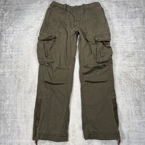 Bongo Jeans Pants Mens 30 Green Vtg Y2K Baggy Paratrooper Tactical Utility Cargo